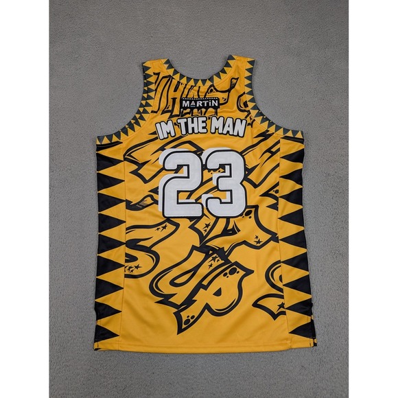 Headgear Classics Martin Jersey Mens Large Yellow Spray Paint 23 Basketball New - Picture 9 of 13